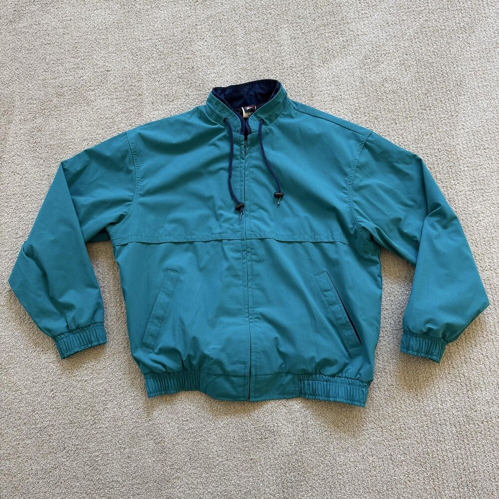 VINTAGE Union Line Windbreaker Jacket Mens Medium Green Canvas Lined USA Coat